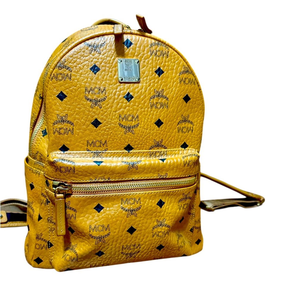 MCM Visetos Small Stark Backpack Cognac